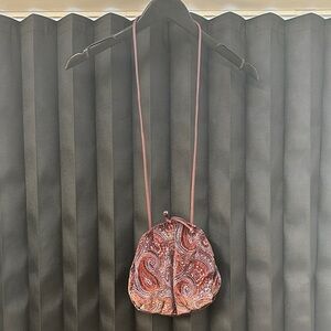 Elegant Paisley Mini Bag - Burgundy